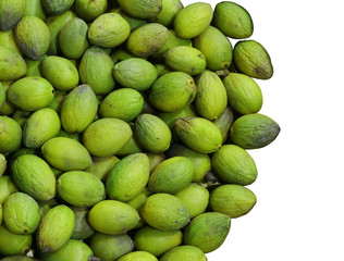 green olive fruit background isolated on white