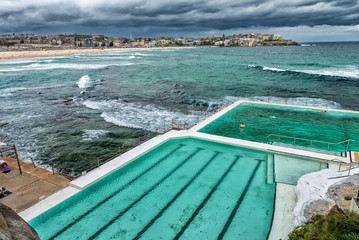 Aerial view of Sydney Bondi Beach Pools