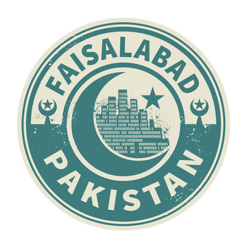 Stamp Or Emblem With Text Faisalabad, Pakistan Inside