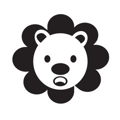 Cute Lion emotion Icon Illustration sign design