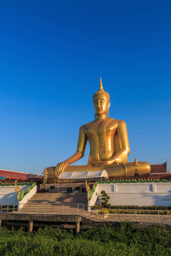 The statue of sitting Buddha in Bangkok Thailand