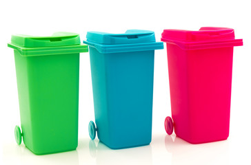 Colorful recycle bins
