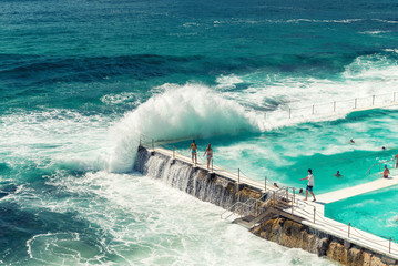 BONDI, AUSTRALIA - OCTOBER 13, 2015; View overlooking the popula