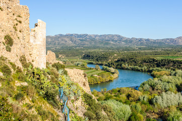 Fototapeta na wymiar View of the Ebro River from the Miravet Castle, Spain