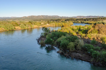View of the Ebro River from the Miravet Castle, Spain