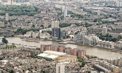 Fototapeta na wymiar Aerial view of London along river Thames