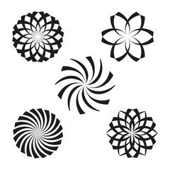 Set of vector elements for design-spiral, flowers