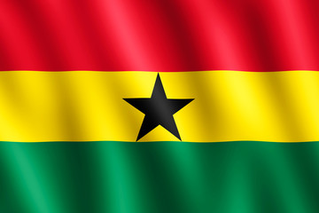 Flag of Ghana waving in the wind