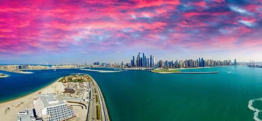 Foto op Canvas Dubai Jumeirah Palm, beautiful panoramic aerial view © jovannig
