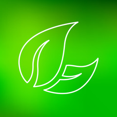 Leaves icon. Leaf sign. Leaves symbol. Thin line icon on green background. Vector illustration.