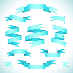 Vector set of blue ribbons.