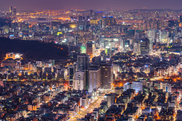 Fototapeta na wymiar Seoul City Skyline, The best view of South Korea at Night.
