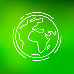 Planet earth icon. Planet earth sign. Planet earth symbol. Thin line icon on green background. Vector illustration.