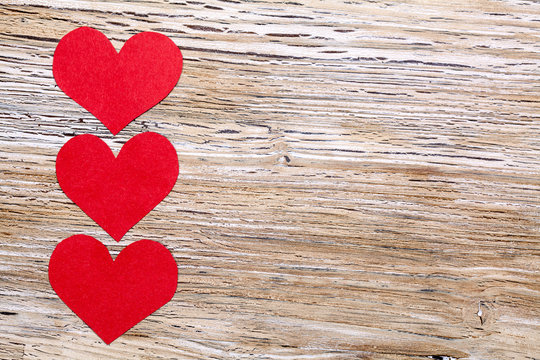 February 14 Valentines day - hearts from red paper