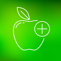 Healthy apple icon. Healthy apple sign. Healthy apple symbol. Thin line icon on green background. Healthy apple vector illustration.