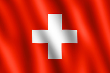 Flag of Switzerland waving in the wind