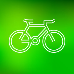 Bicycle icon. mountain bike sign. Cycle symbol. Thin line icon on green background. Vector illustration.