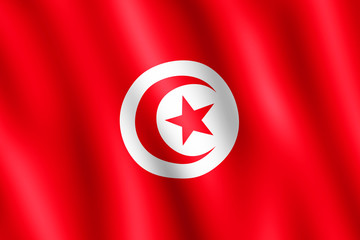 Obraz premium Flag of Tunisia waving in the wind