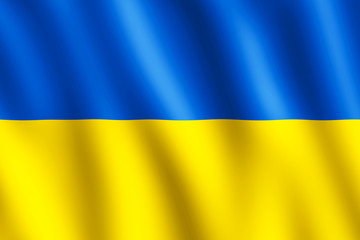 Flag of Ukraine waving in the wind