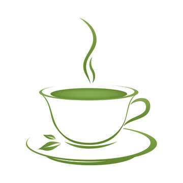 Tea cup icon green grad