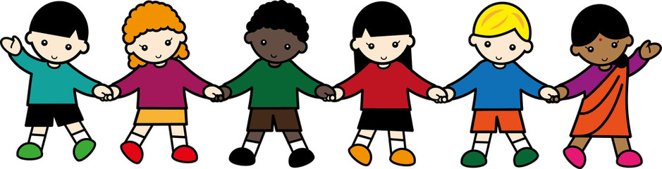 手を繋ぐ色々な国の子供たち