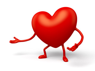 The 3d heart made a gesture of personality