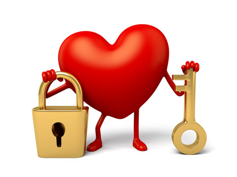 The 3d heart took the key and the lock