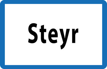 Austrian Road City Sign of Steyr Vector Illustration