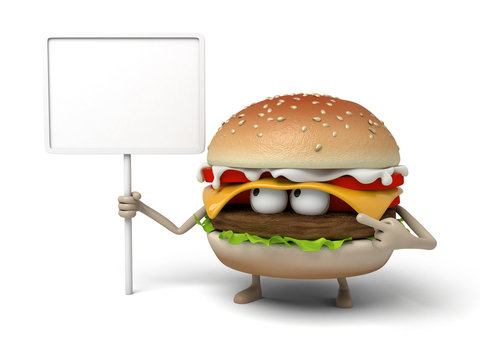The 3d hamburger and a board