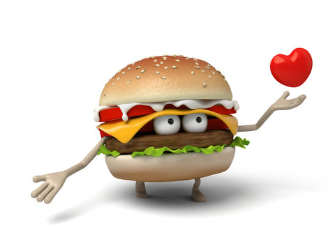 The 3d hamburger and a heart