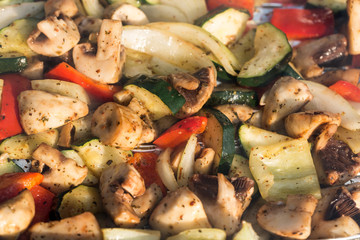 barbecue with delicious grilled vegetables on grill