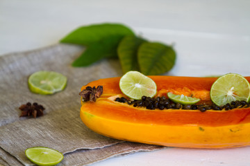 sweet Papaya with a lime
