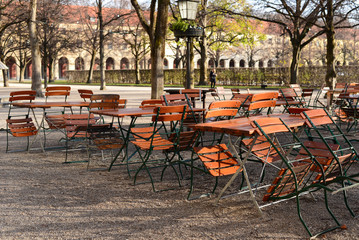 Outdoor Restaurant in park not open for business yet in the earl