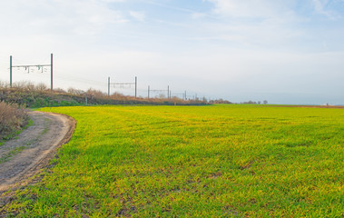 Obraz premium Railroad through the countryside in winter