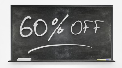 Sixty per cent off written on blackboard