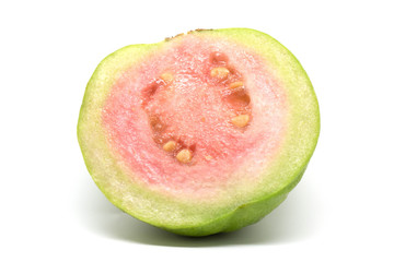half guava on white background