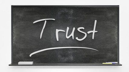 Trust written on blackboard