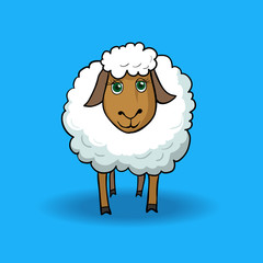 Cartoon sheep on a blue background