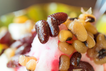asian dessert of shaved ice with icecream