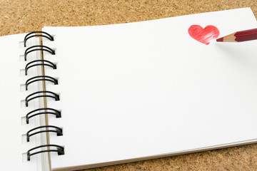 ハート　ノート　鉛筆