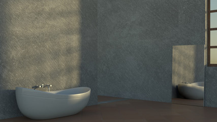 Obraz na płótnie Canvas Arredo 3D interno con vasca e specchio