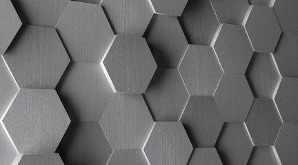 3D Hexagonal Aluminum Tile Background
