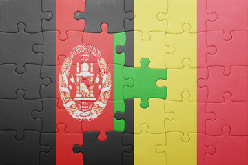 puzzle with the national flag of afghanistan and belgium