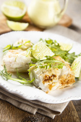 Fried cod fish with lime