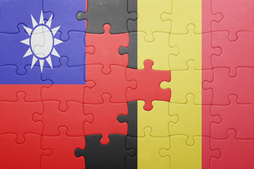 puzzle with the national flag of taiwan and belgium