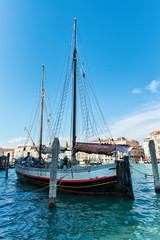 Obraz premium Sailboat Anchored on Grand Canal in Venice, Italy