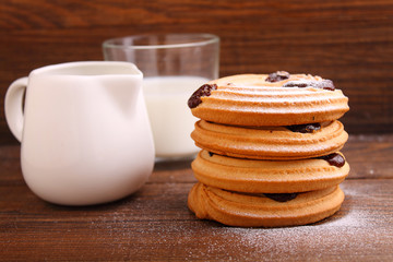 Fototapeta na wymiar cookies with powdered sugar on a dark background