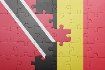 puzzle with the national flag of trinidad and tobago and belgium