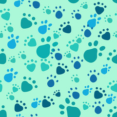 Fototapeta na wymiar Vector seamless pattern. Pet paws' imprints