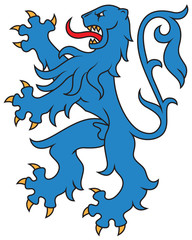 Naklejka premium Heraldic lion, isolated. Vector illustration